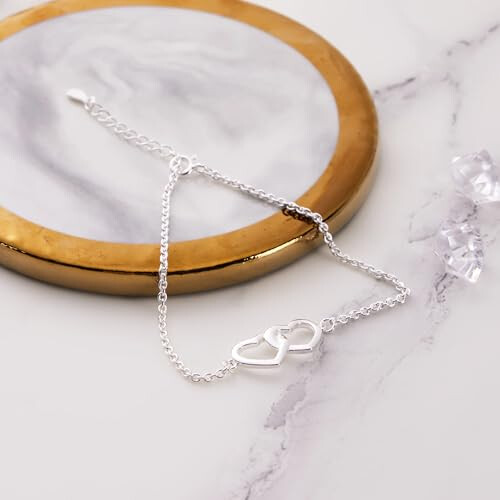 Philip Jones Jewellery Philip Jones Sterling Silver Heart Link Bracelet 2