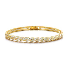 Philip Jones Gold Plated Twist Bangle Created with Zircondia? Crystals