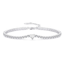 Philip Jones Heart Solitaire Tennis Bracelet Created with Zircondia? Crystals