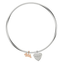 RADLEY Ladies Silver Plated Handing dog and heart charm bangle RYJ3203S