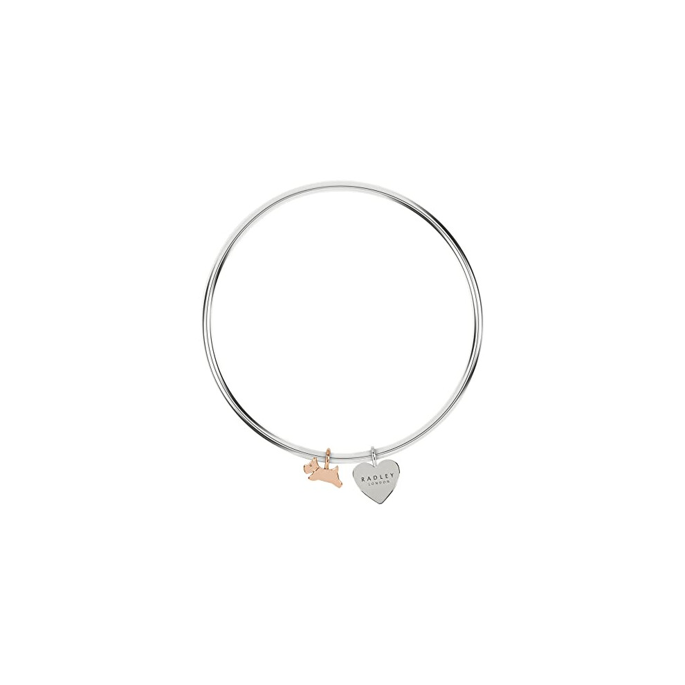 Radley Ladies Plated Handing Dog And Heart Charm Bangle Ryj3203s Silver
