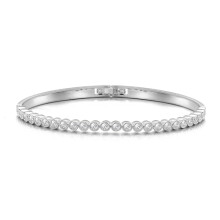 Philip Jones Silver Plated Tennis Bangle Created with Zircondia? Crystals