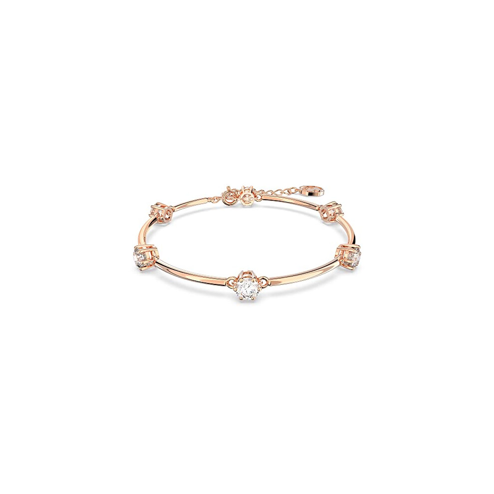 Swarovski Constella Bangle Bracelet, Clear Round-Cut Crystals In A Rose- Tone Plated Setting From The Constella Collection, Size M Gold