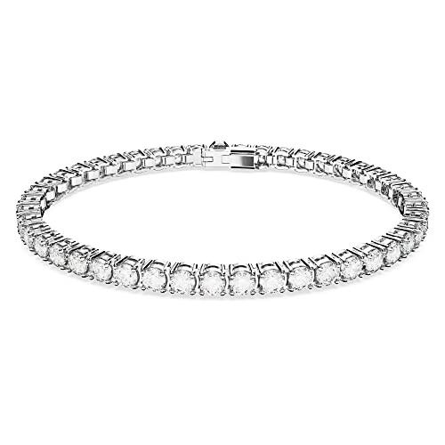 Swarovski Matrix Tennis Bracelet, White Round-Cut Crystals in a Rhodium-Plated Setting, from the Matrix Collection, Size M