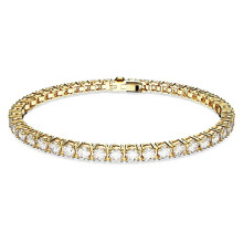 Swarovski Matrix Tennis Bracelet, White Round-Cut Crystals in a Gold-Tone Plated Setting, from the Matrix Collection, Size M