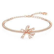 Swarovski Volta Bangle Bracelet, Bow Design with White Chattonage and Pav? Crystals in a Rose-Gold Tone Setting, from the Volta Collection
