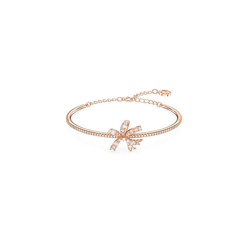 Swarovski Volta Bangle Bracelet, Bow Design With White Chattonage And Pav? Crystals In A Rose-Gold Tone Setting, From The Volta Collection