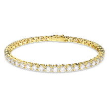 Swarovski Matrix Tennis Bracelet, White Round-Cut Crystals in a Gold-Tone Plated Setting, from the Matrix Collection, Size S