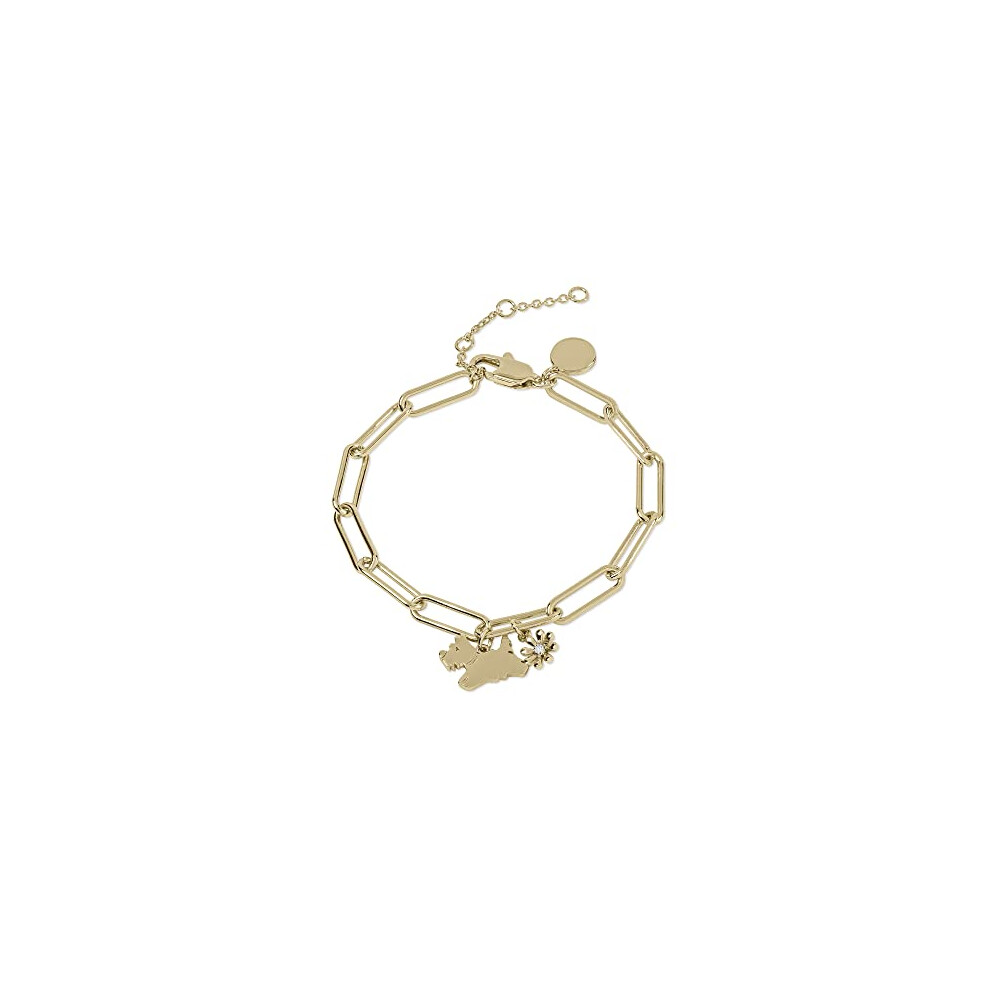 RADLEY Ladies 18ct Pale Gold Dog and Flower Charm Bracelet RYJ3230S