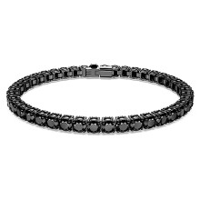 Swarovski Matrix Tennis Bracelet, Round Mixed-Cut Black Stones in a Ruthenium Plated Setting, From the Swarovski Matrix Collection, Size M