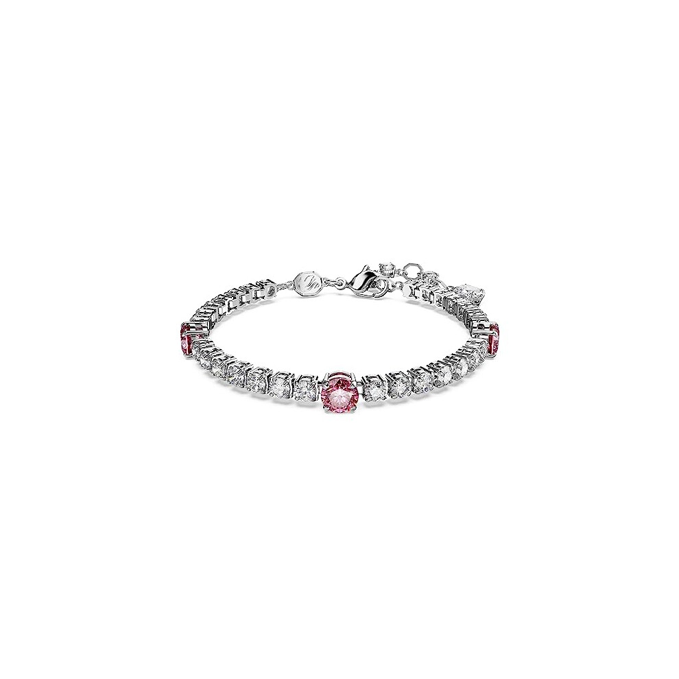 Swarovski Matrix Tennis Bracelet, White and Pink Crystals in a Rhodium Plated Setting, from the Matrix Collection