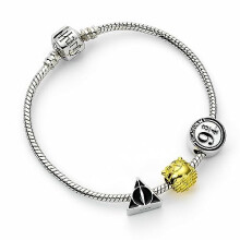 The Carat Shop Harry Potter Silver Charm Bracelet with Deathly Hallows and Golden Snitch and Way 9 3/4-17 cm
