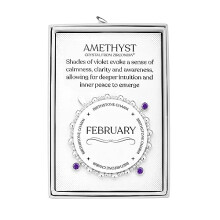 Philip Jones February (Amethyst) Birthstone Stretch Charm Bracelet with Quote Gift Box