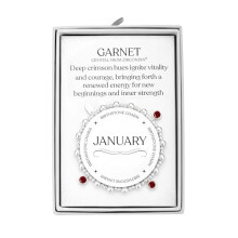 Philip Jones January (Garnet) Birthstone Stretch Charm Bracelet with Quote Gift Box