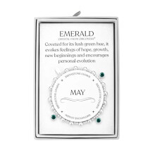 Philip Jones May (Emerald) Birthstone Stretch Charm Bracelet with Quote Gift Box