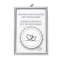 Philip Jones Silver Plated Mother and Daughter Quote Stretch Bracelet with Gift Box