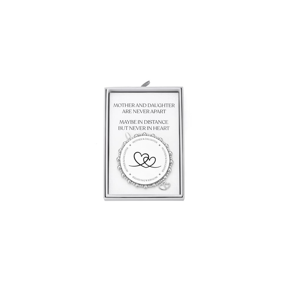 Philip Jones Jewellery Philip Jones Plated Mother And Daughter Quote Stretch Bracelet With Gift Box Silver