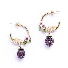 Bill Skinner - Gold Earrings for Women, Elegant and Unique Dress Jewellery, Stud Post Fastening, Gift for Weddings, Birthdays and more (Blackberry &
