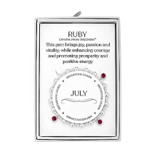 Philip Jones July (Ruby) Birthstone Stretch Charm Bracelet with Quote Gift Box