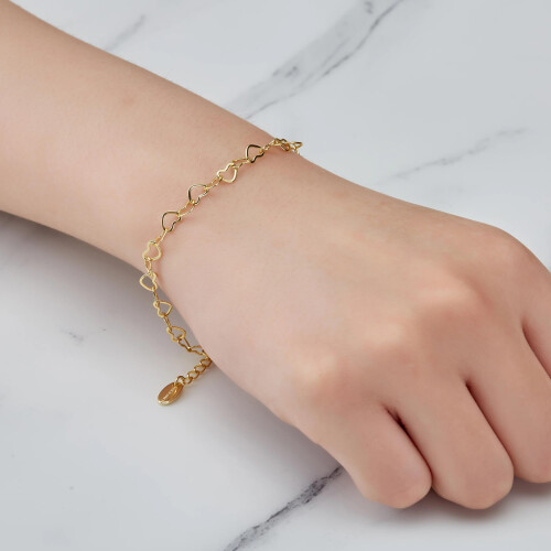 Philip Jones Jewellery Philip Jones Gold Plated Heart Link Bracelet 1