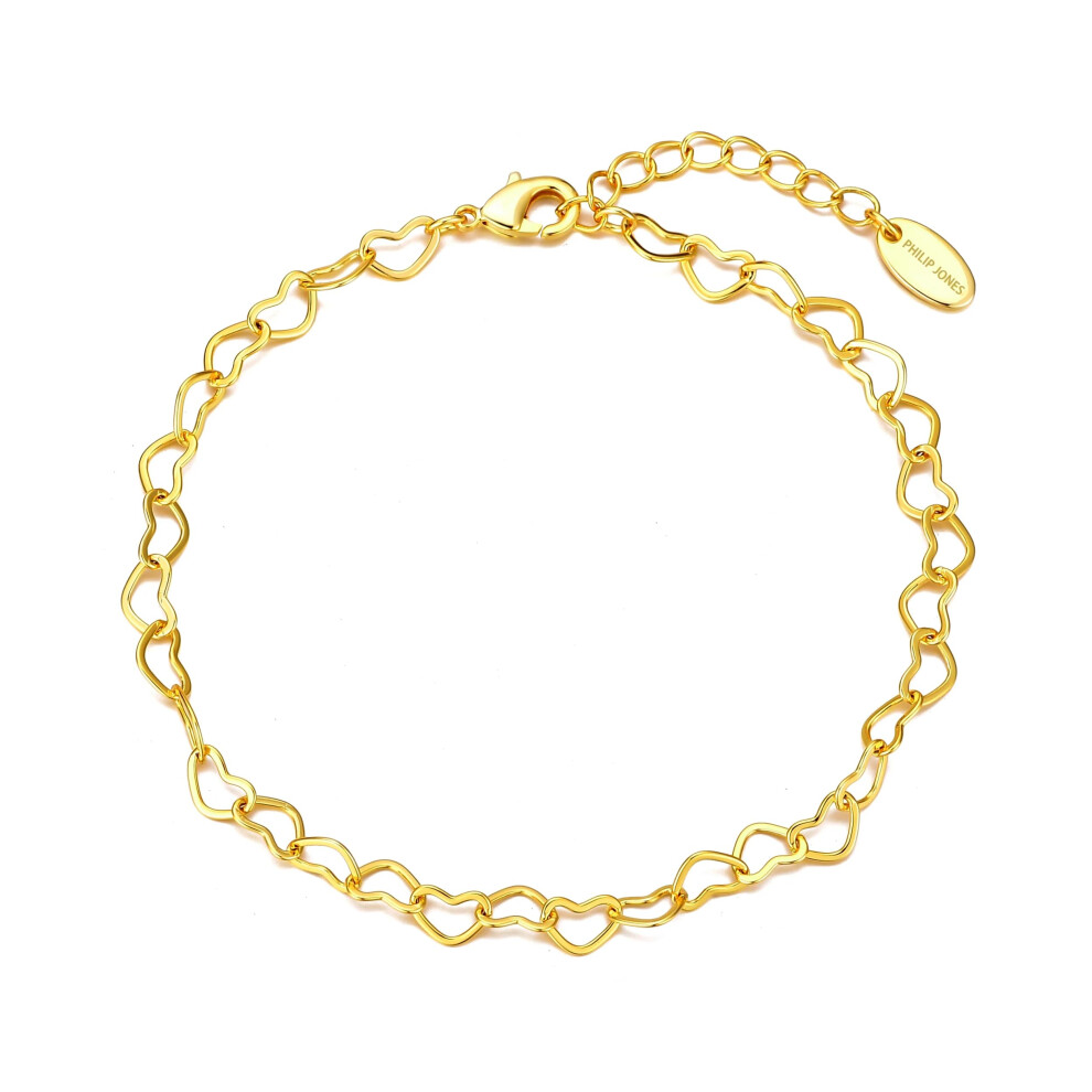 Philip Jones Jewellery Philip Jones Plated Heart Link Bracelet Gold