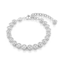 Swarovski Imber Tennis bracelet, Round cut, White, Rhodium plated