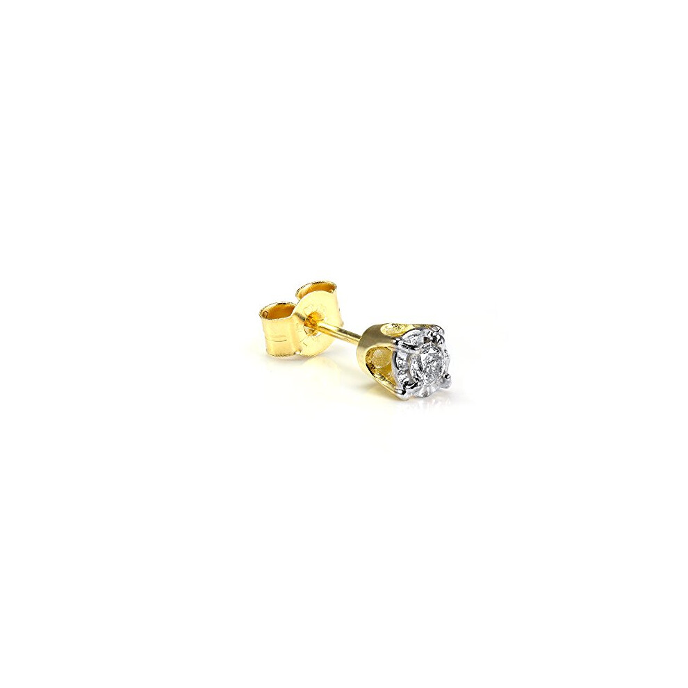 9ct Gold 0.05ct Diamond Square Mens Ear Stud Earring