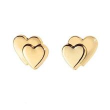 9ct gold double heart Valentine's stud earrings. Novelty pink heart gift box/ 2021 Lockdown Valentine's Day Gift for Her Girlfriend Wife