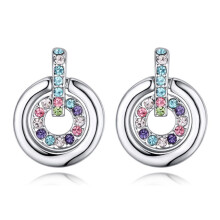 Crystalline Azuria Women 18ct White Gold Plated Colorful Crystals Round Circle Stud Earrings