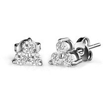 Philip Jones Silver Plated Three Stone Earrings Created with Zircondia? Crystals