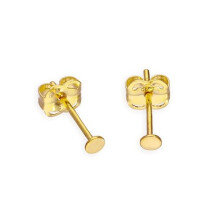 9ct Gold 2mm Flat Circle Stud Earrings - 375 Hallmarked Yellow Gold