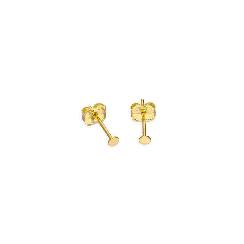 9ct Gold 2mm Flat Circle Stud Earrings