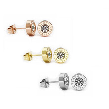 findout Women Gold Plated Titanium Steel Love Round Cubic Zirconia Love Live Laugh 3 Pairs Stud Earrings Live Every Moment,Laugh Every Day, Love