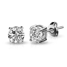 Philip Jones Silver Plated Solitaire Crystal Stud Earrings Created with Zircondia? Crystals
