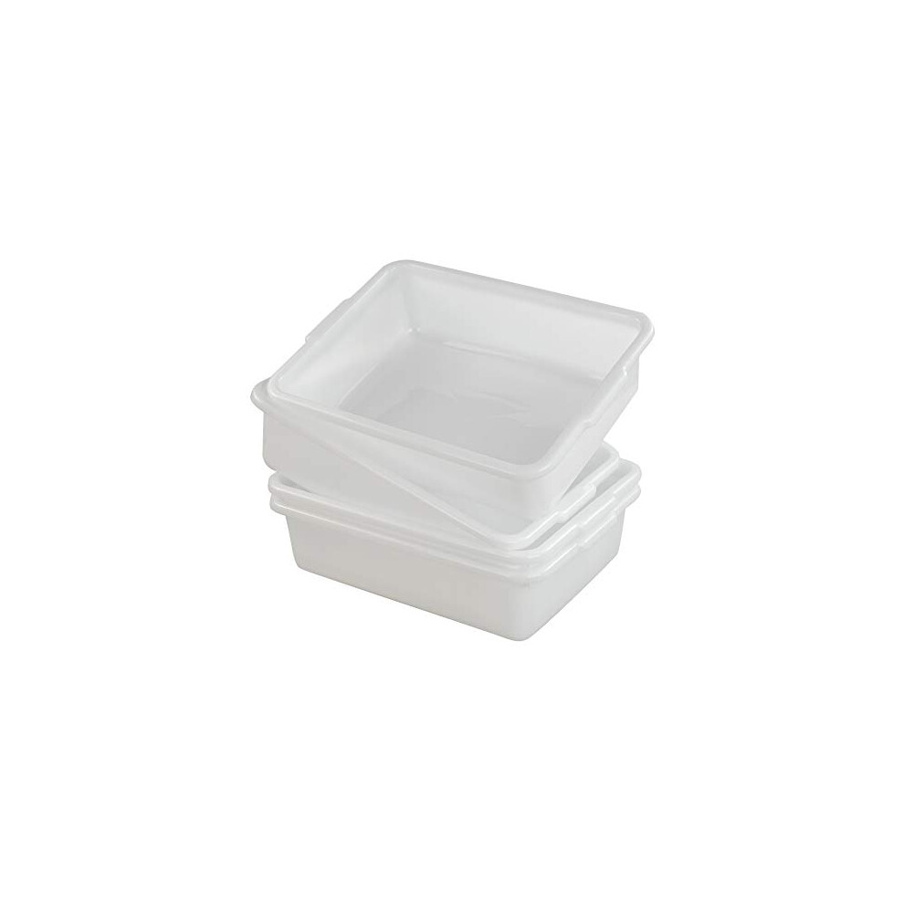 Annkky 4 Pack Shallow Food Storage Tray, White Plastic Rectangular Bowl