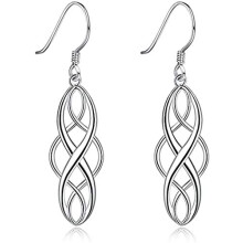 Sterling Silver Celtic Knot Twist Dangle Drop Earrings Gifts for Women Ladies Hypoallergenic Fashion Earrings