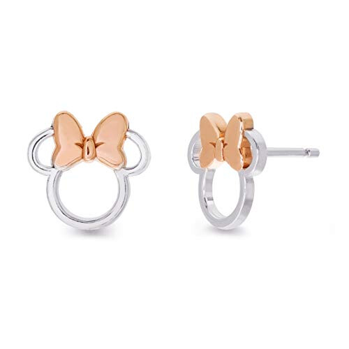 Minnie Mouse Minnie Mouse Silver and Rose Gold Earrings E901880TL 1
