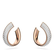 Swarovski Ribbon Small Hoop Earrings, White Pav? Crystal in a Gold Tone Plated Setting, from the Millenia Collection