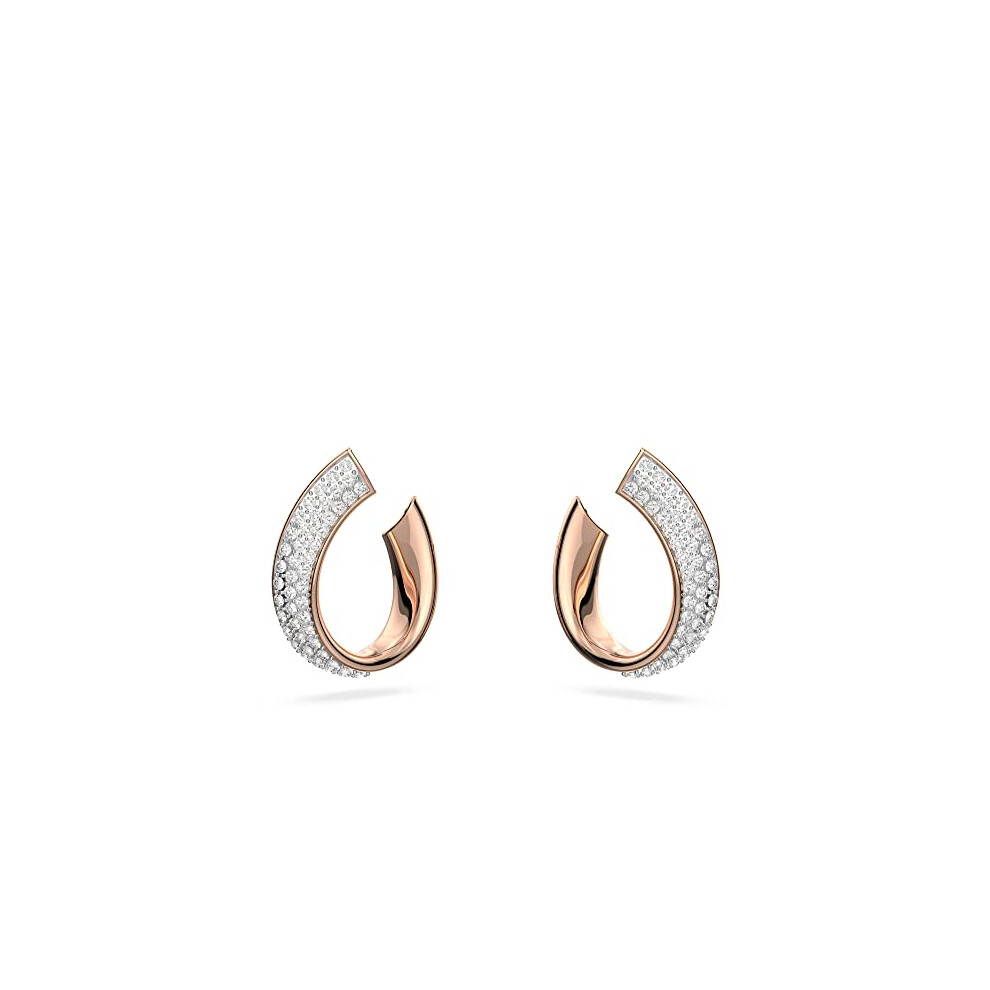 Swarovski Ribbon Small Hoop Earrings, White Pav? Crystal In A Gold Tone Plated Setting, From The Millenia Collection White,Gold