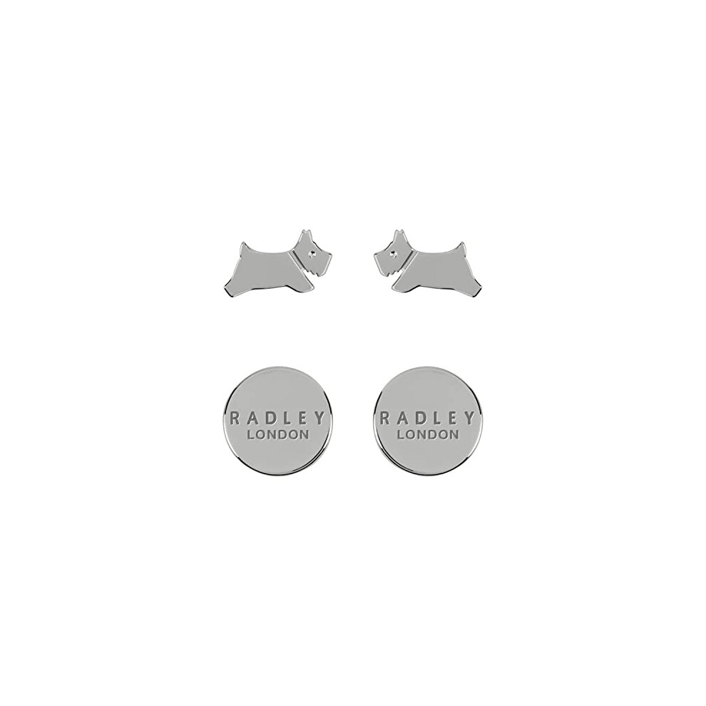 RADLEY London Ladies Silver Leaping Dog Twin Pack Stud Earrings RYJ1209S, One Size