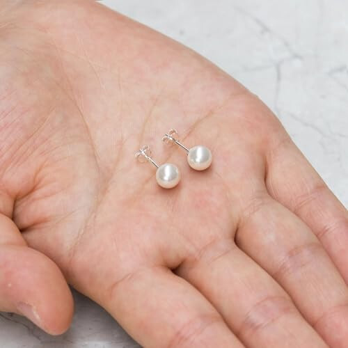 Philip Jones Jewellery Philip Jones Sterling Silver White Shell Pearl Earrings 2