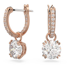 Swarovski Constella Hoop Earrings, White Round Cut and Pav? Crystals in a Rose Gold Tone Plated Setting, from the Constella Collection