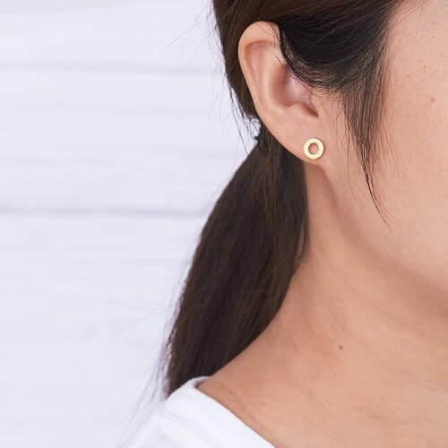 Philip Jones Jewellery Philip Jones Gold Plated Circle Stud Earrings 1