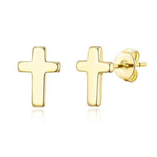 Philip Jones Jewellery Philip Jones Gold Plated Cross Stud Earrings