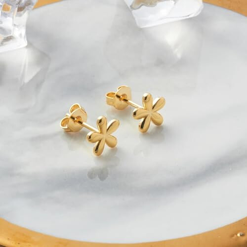 Philip Jones Jewellery Philip Jones Gold Plated Flower Stud Earrings 2
