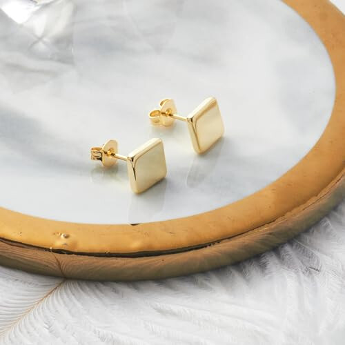 Philip Jones Jewellery Philip Jones Gold Plated Square Stud Earrings 2