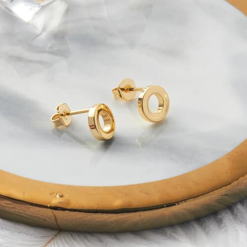 Philip Jones Jewellery Philip Jones Gold Plated Circle Stud Earrings 2