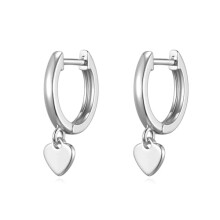 Philip Jones Silver Plated Heart Charm Hoop Earrings