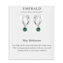 Philip Jones May Birthstone Hoop Earrings Created with Emerald Zircondia? Crystals