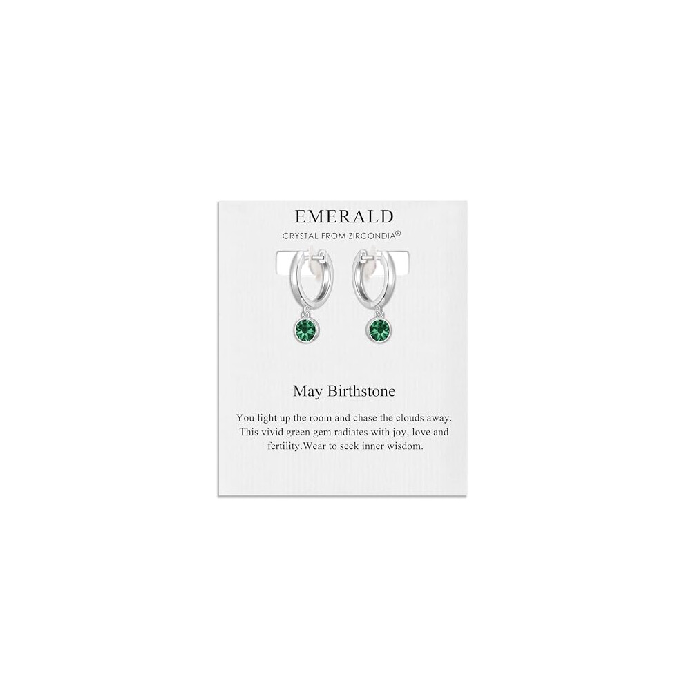 Philip Jones Jewellery Philip Jones May Birthstone Hoop Earrings Created With Emerald Zircondia? Crystals Green